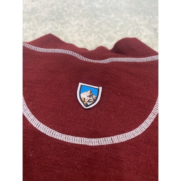 KUHL TEAM 1/4 ZIP LARGE PULLOVER 100% MERINO WOOL SWEATER KNIT RED THUMBHOLE - Picture 9 of 12